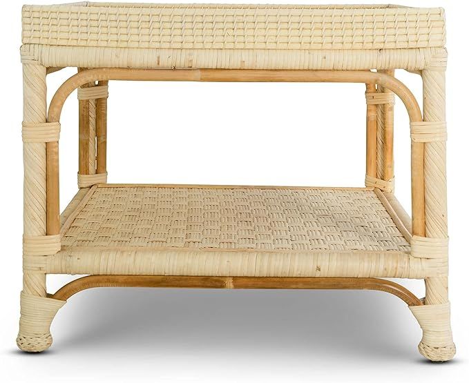 Pebble & Crane - Rattan Square Side Table - Woven Wicker Accent Table - Retro-Inspired Home Decor... | Amazon (US)