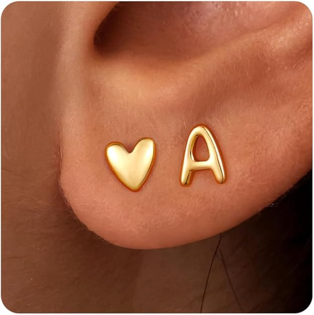 Christmas Gifts for Teen Girls Kids Jewelry - 2 Pairs S925 Sterling Silver Post Gold/Rose Gold He... | Amazon (US)