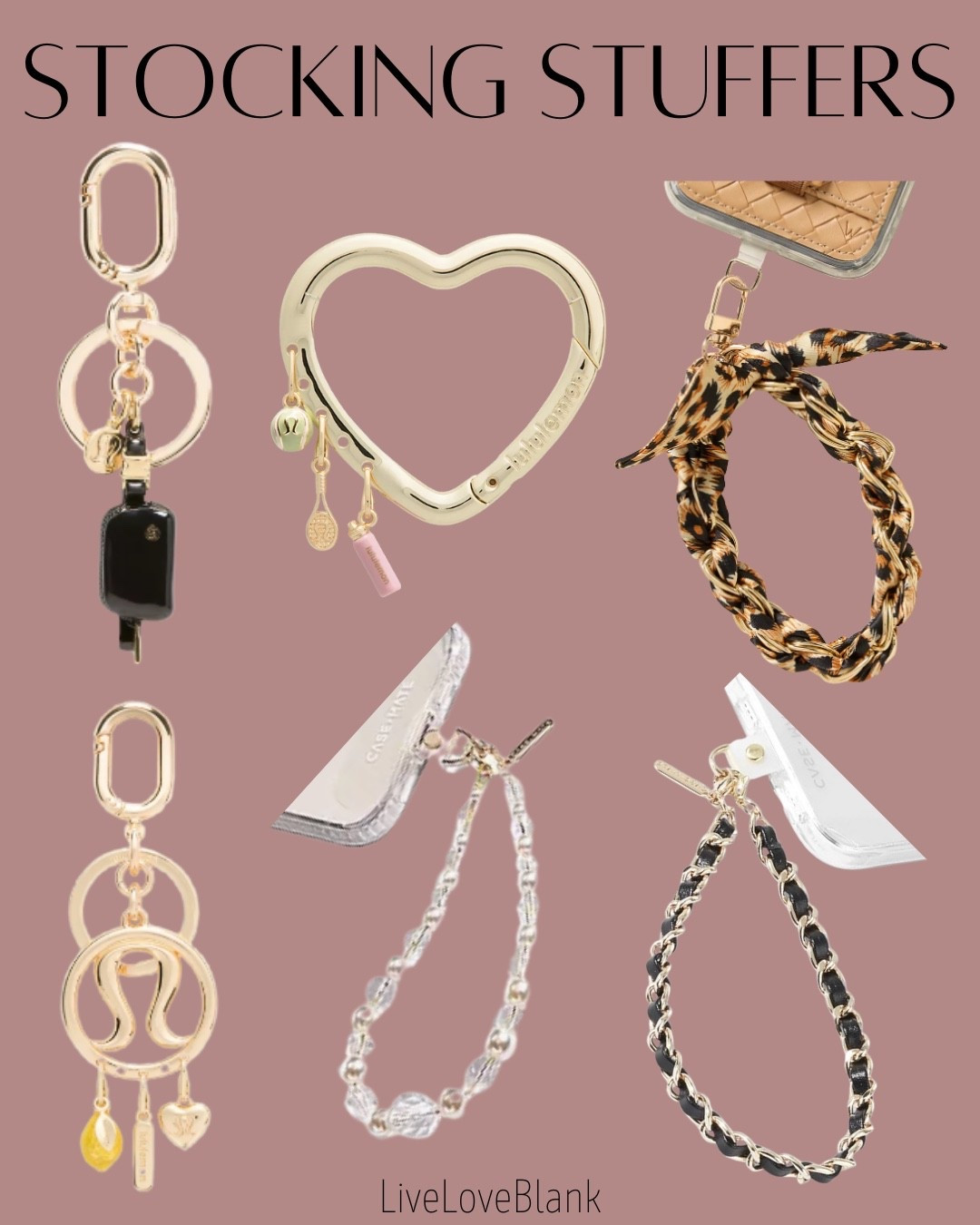 Stocking stuffer gift ideas 
Lululemon bag charms
Cell phone chains 
Gift ideas 

#LTKGiftGuide #LTKHoliday #LTKFamily