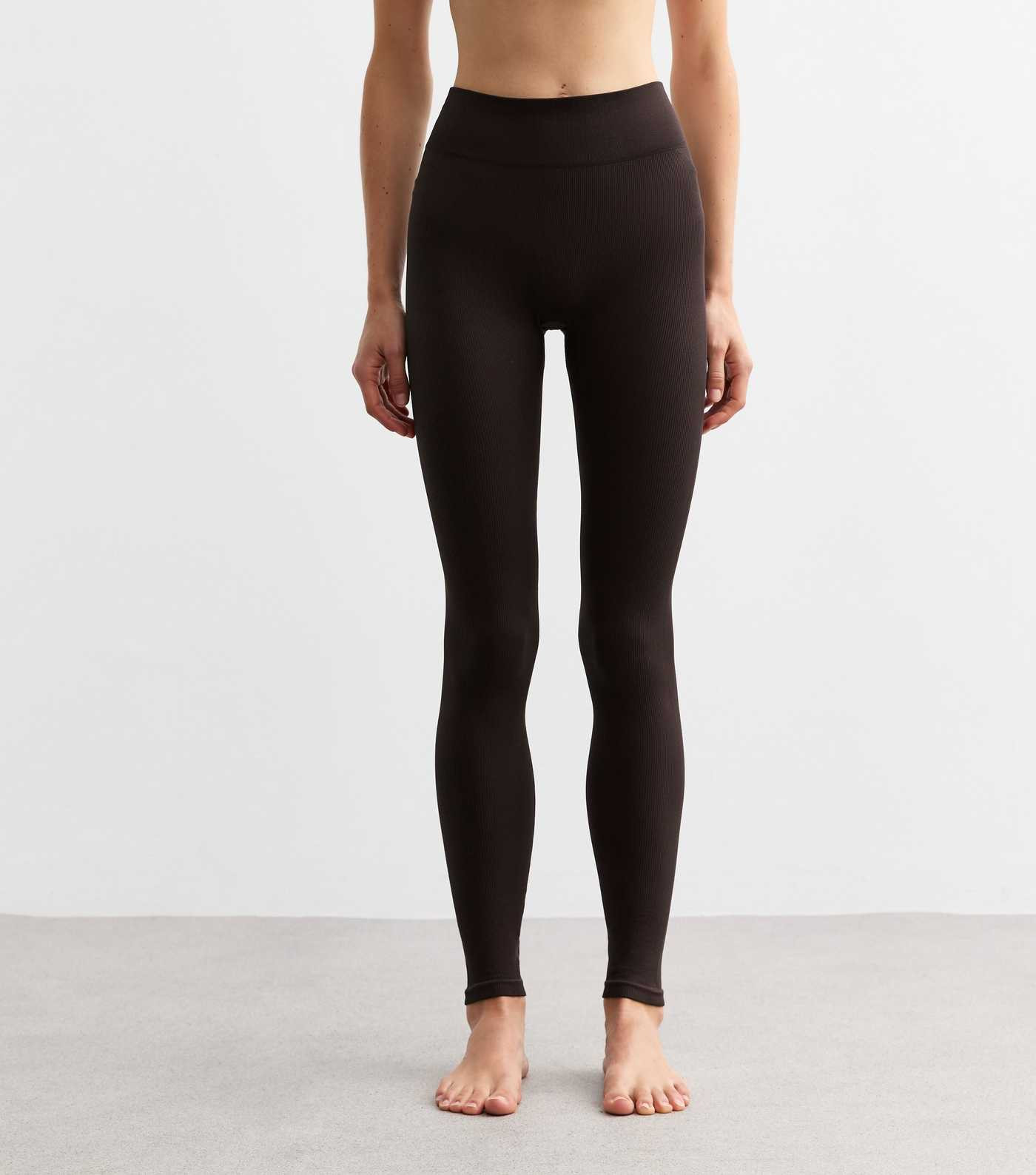 Brown Ribbed Seamless Leggings | New Look | New Look (UK)