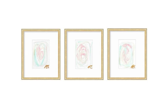 Abstract Watercolor Painting, Set of 3, 5"x7”, White Mat 11”x14”, Abstract Wall Art, Origin... | Etsy (US)