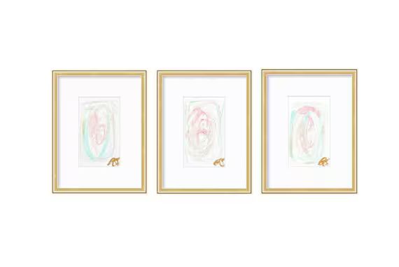 Abstract Watercolor Painting, Set of 3, 5"x7”, White Mat 11”x14”, Abstract Wall Art, Origin... | Etsy (US)