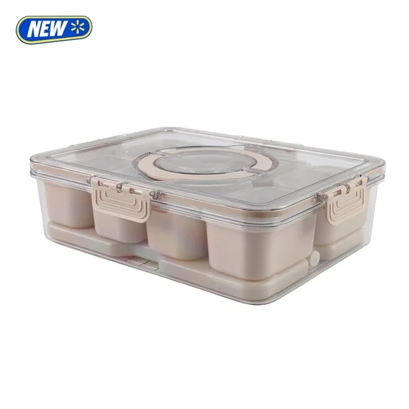 Cook with Color Taupe 8-Compartment Snack Storage Container with Lid & Handle | Walmart (US)