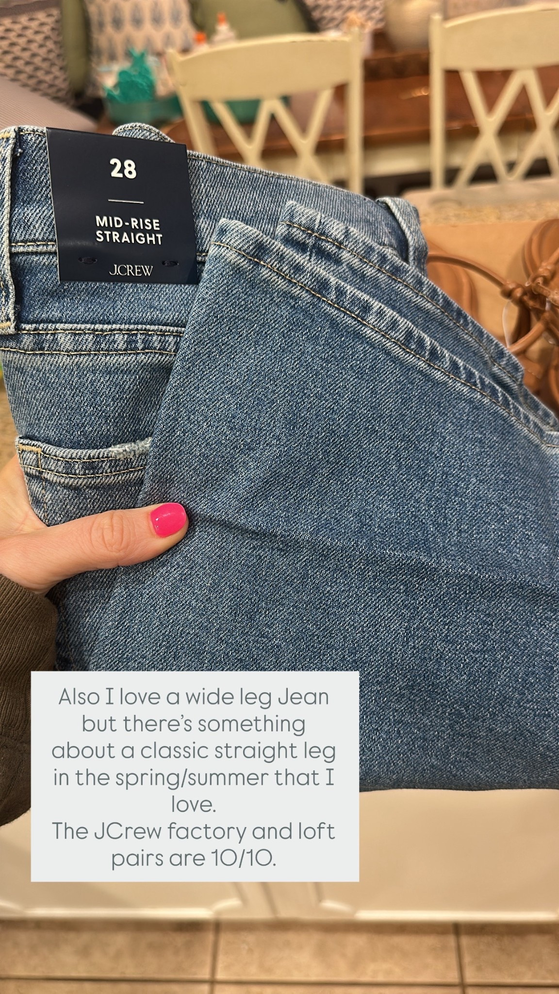 My favorite jeans for spring and summer are a classic straight leg. 