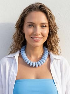 CONRAN KREMIX Colorful Chunky Beaded Necklace for Women,Large Acrylic Bead Choker Statement Neckl... | Amazon (US)
