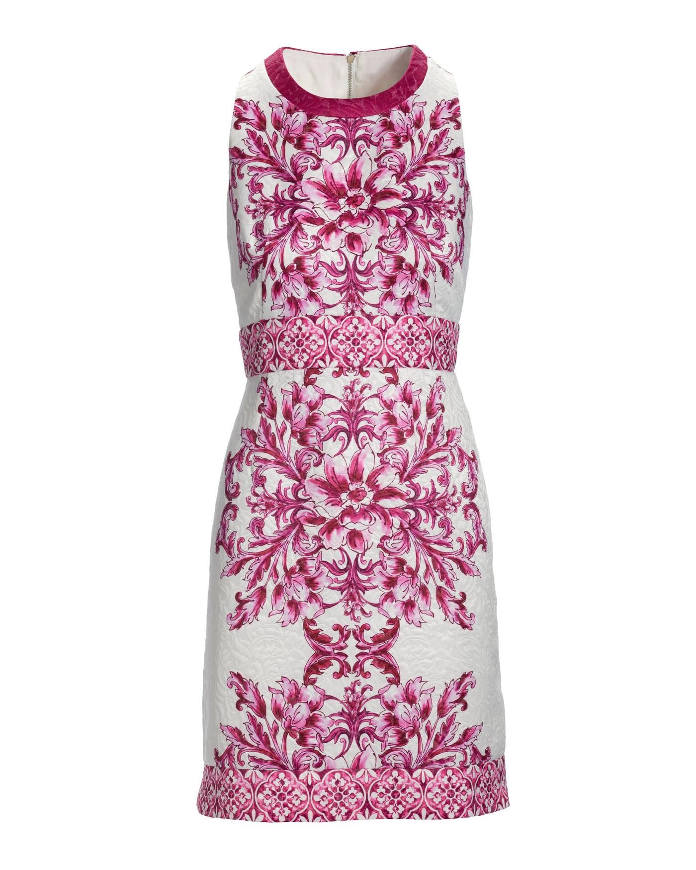 Tile Print Textured Jacquard Sheath Dress - Pink Multi | Boston Proper | Boston Proper