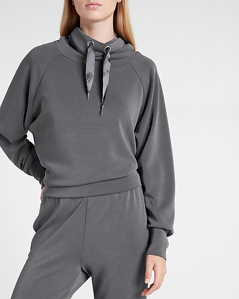 Silky Sueded Scuba Funnel Neck Dolman Sleeve Sweatshirt | Express