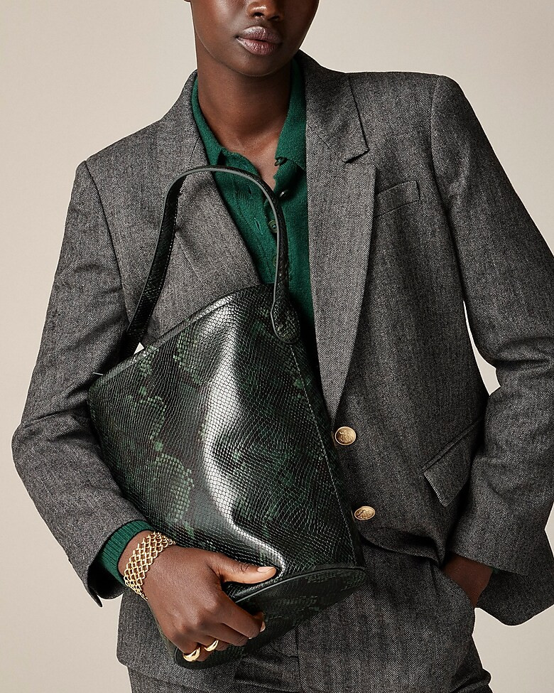 Berkeley bucket bag in Italian snake-embossed leather | J. Crew US
