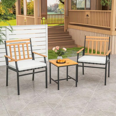 3 Pcs Outdoor Furniture Set With Coffee Table Heavy-duty Metal Frame For Balcony | Wayfair North America