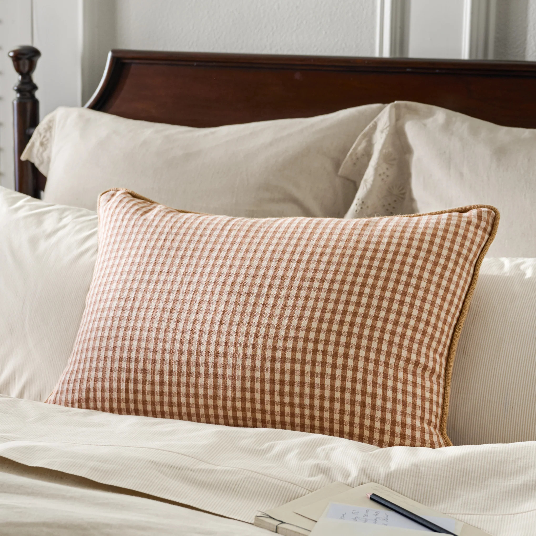 Gingham Small Lumbar Pillow - Toast | Magnolia