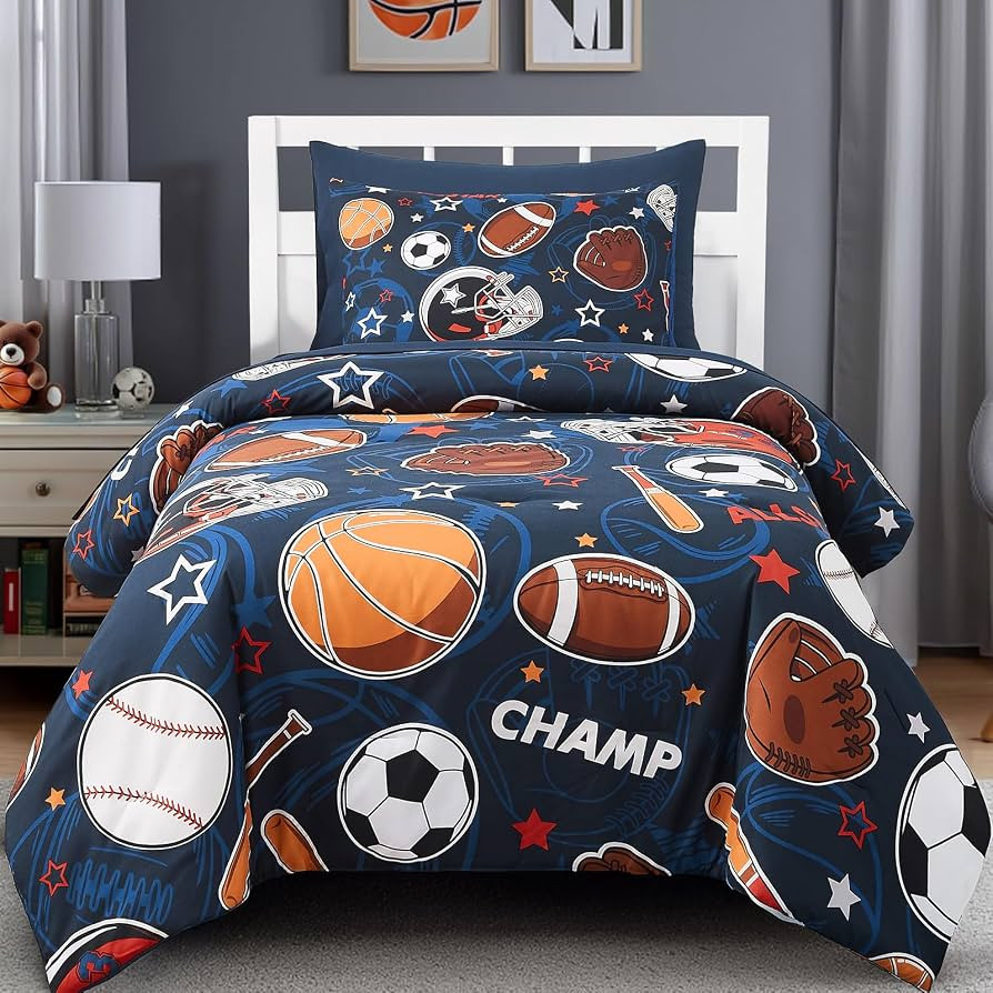 Twin Comforter Set for Boys-5 Pieces Ball Glow in the Dark Bedding Set | Amazon (US)