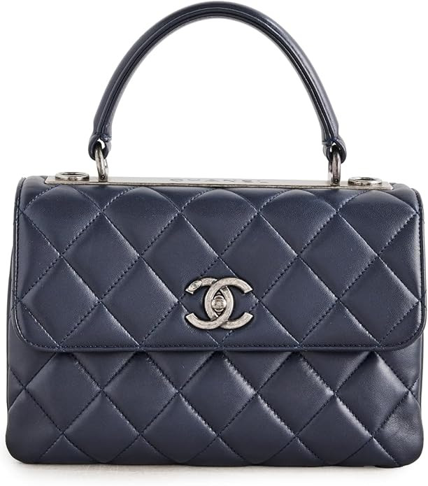 WHAT GOES AROUND COMES AROUND Women's Pre-Loved Chanel Navy Lambskin Trendy CC Top Handle Bag | Amazon (US)