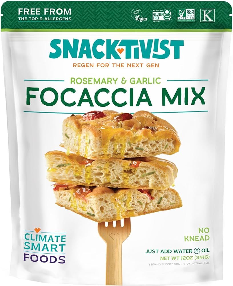 Snacktivist Foods - Rosemary Garlic Focaccia Bread Mix - Vegan, Gluten-Free, Egg-Free, Dairy-Free... | Amazon (US)