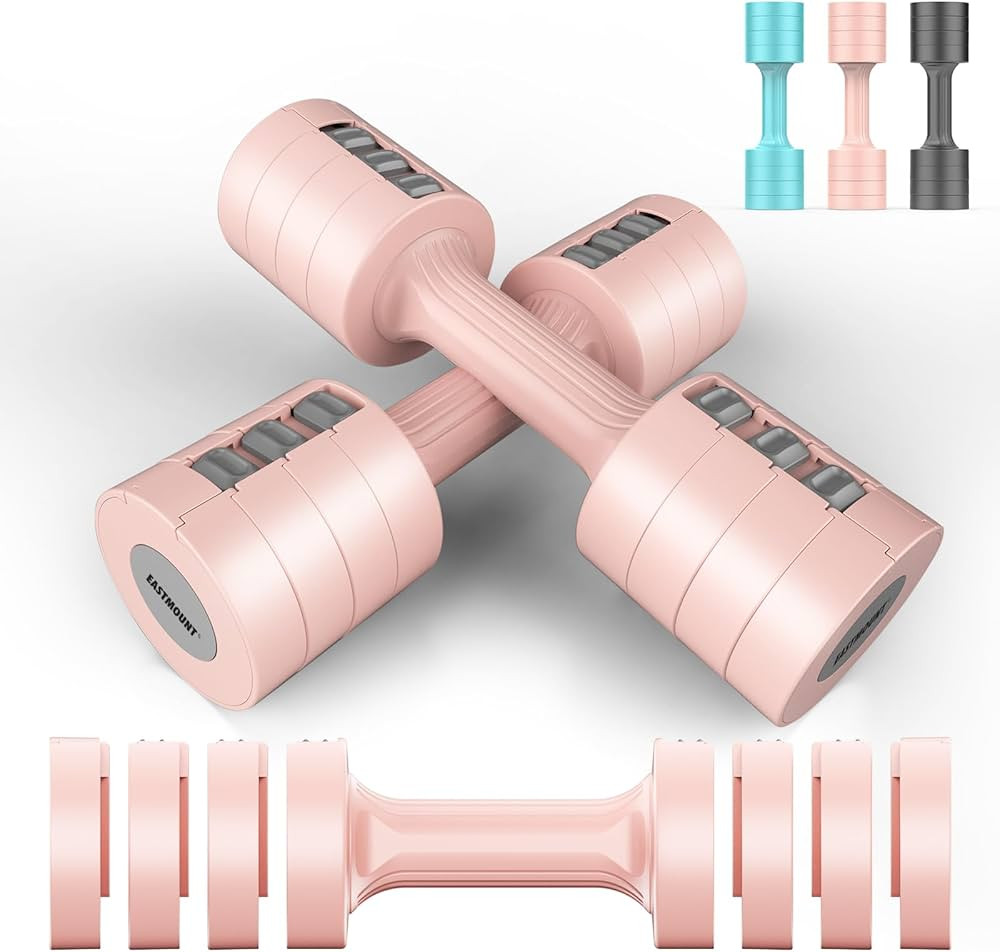 EAST MOUNT Adjustable Hand Dumbbell for Women 5lb Dumbbells Set of 2, 4 in 1 Small Dumbbell Set E... | Amazon (US)