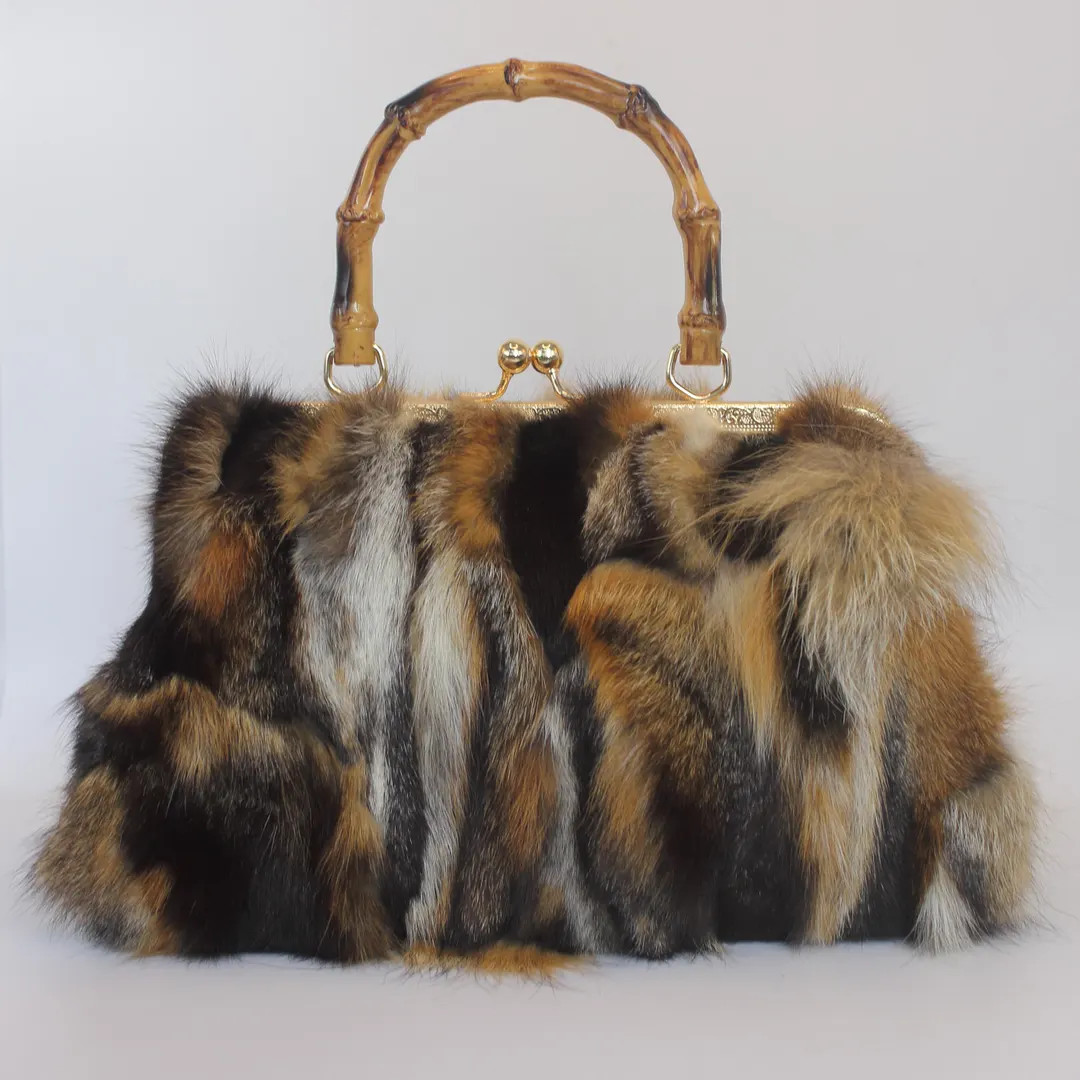 Vintage Fox Fur Kisslock Handbag: Ethically Sourced Nordic Fur, Bamboo Handle - Etsy | Etsy (US)