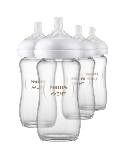 Philips Avent Natural Glass Baby Bottles with Natural Response Nipples (Medium Flow, Flow 3), 8oz, 4-Pack, SCY913/04 | Amazon (US)