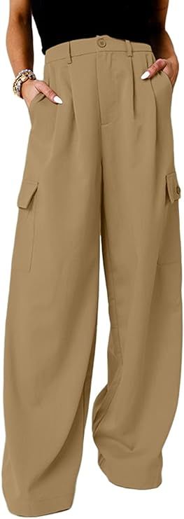 Dokotoo Womens High Waisted Wide Leg Cargo Pants Baggy Casual Combat Military Pants with 4 Pocket... | Amazon (US)