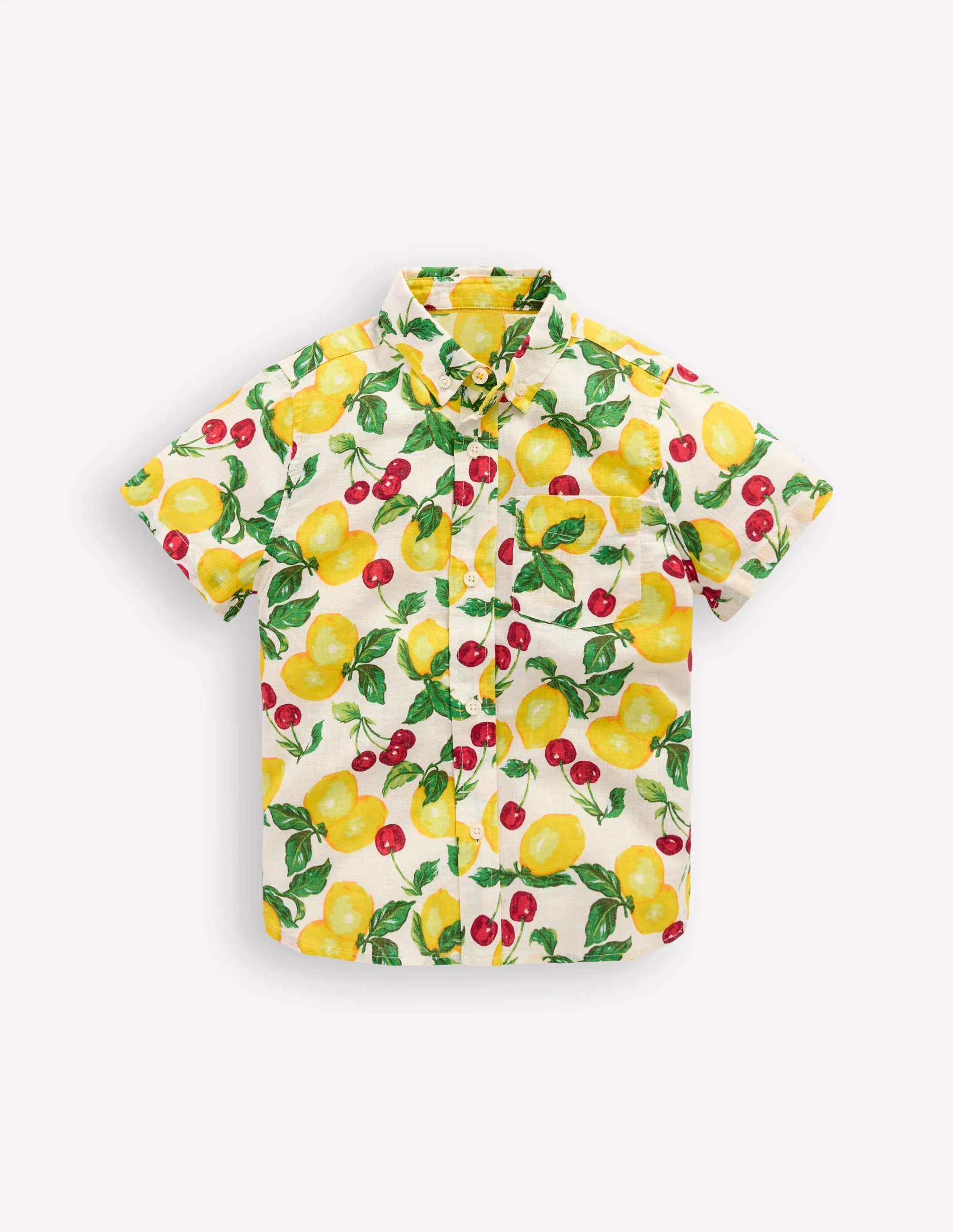 Cotton Linen Shirt-Soft Ivory Lemons and Cherries | Boden (US)