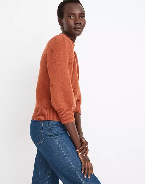 Dotted Eaton Puff-Sleeve Pullover Sweater in Cotton-Merino Yarn | Madewell