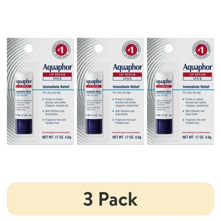 (3 pack) Aquaphor Lip Repair Balm Stick for Dry Chapped Lips with Shea Butter, 0.17 oz | Walmart (US)