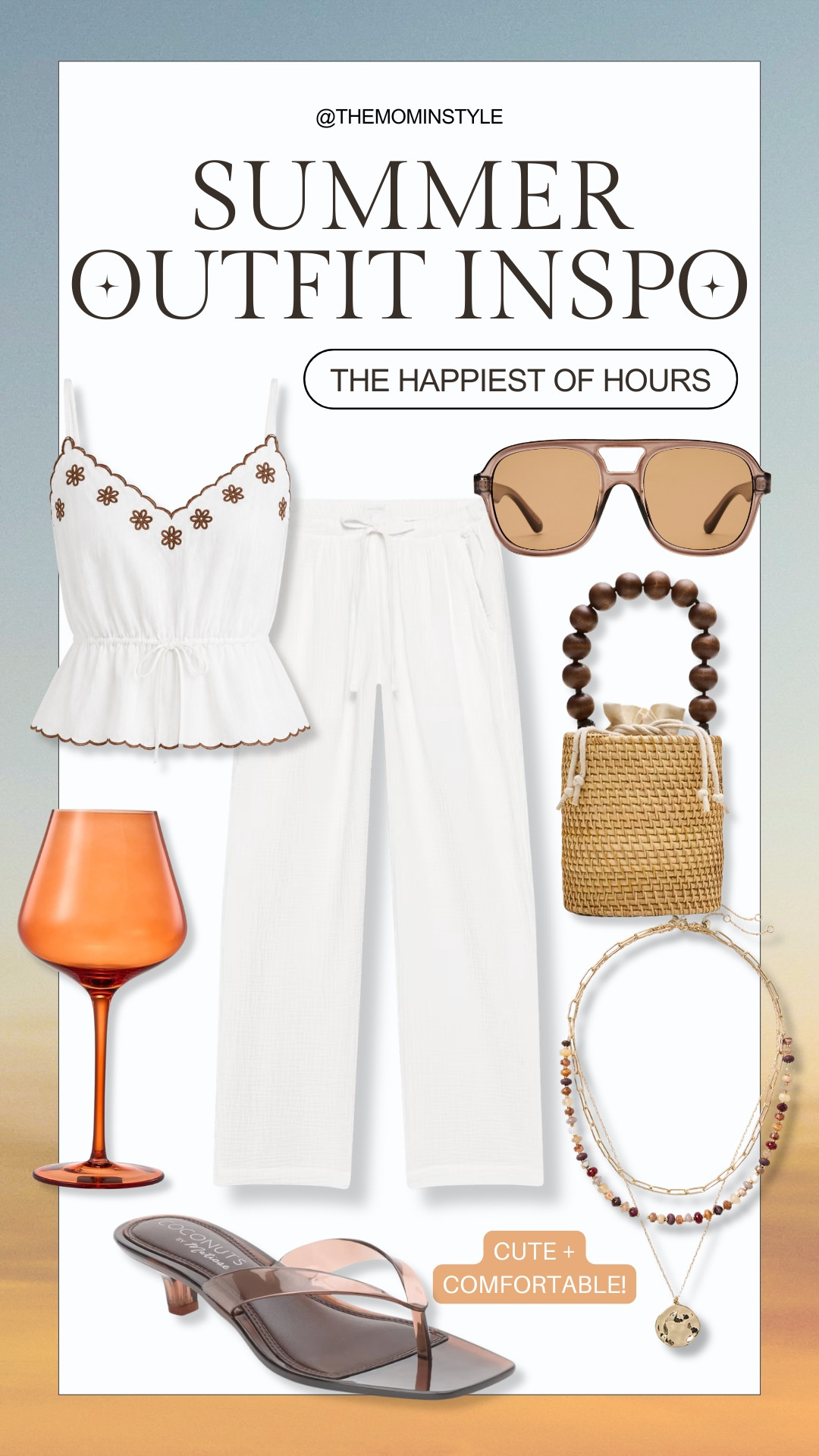 This summer outfit is perfect for sipping on a patio in style! The lightweight linen blend top and pants make it effortless to stay cool while looking chic for brunch, weekend getaways, or sunset drinks. Summer outfit, Patio style, Linen blend, Lightweight pants, Breezy top, Summer trends, Casual chic, Vacation ready, themominstyle

#LTKootd #LTKOver40 #LTKSeasonal