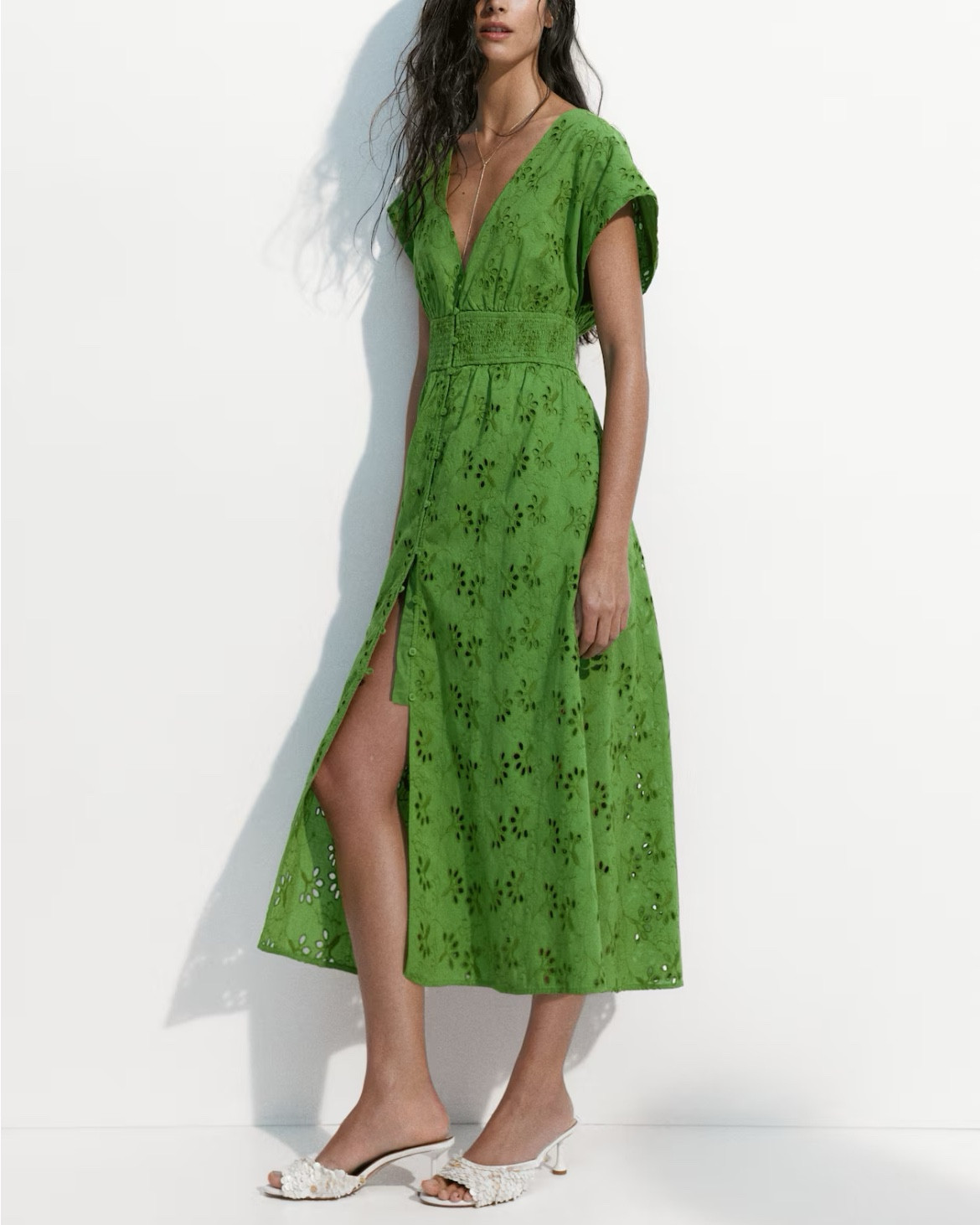 Green eyelet midi dress 

#LTKSeasonal