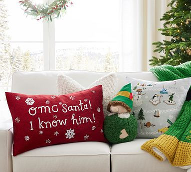 OMG Santa! I Know Him! Elf™ Pillow | Pottery Barn (US)