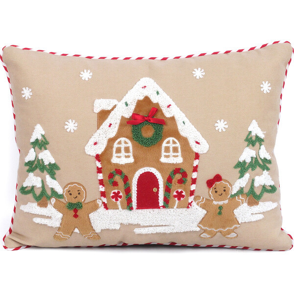 Gingerbread Lumbar Pillow, Red | Maisonette