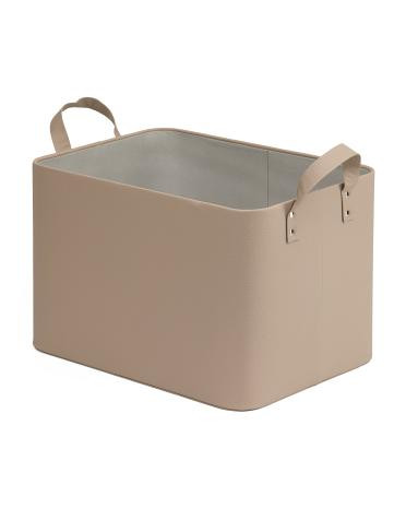 Faux Leather Medium Storage Bin With Handles | TJ Maxx