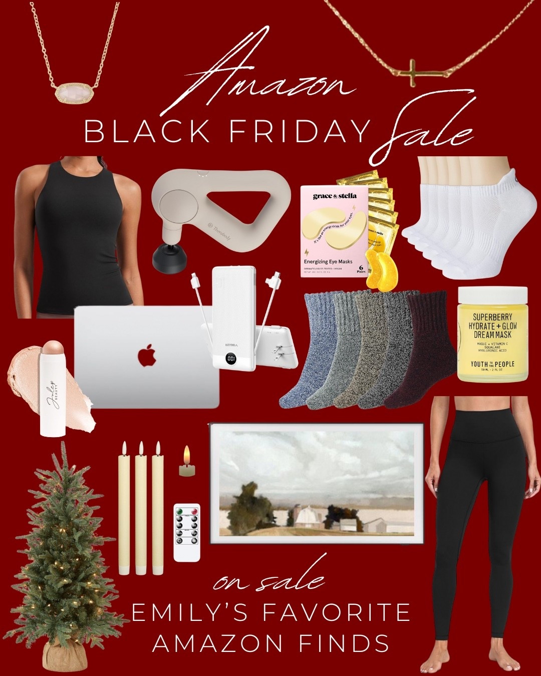 
My most-loved Amazon Black Friday Sale picks all in one place — I have and love these all!! ✨ From cozy winter staples, bestselling beauty, tech deals, giftable jewelry, and home décor that’s actually on MAJOR markdowns 🤍🛍️

Rounding up my top Amazon Cyber Week deals, including:
• Black Friday fashion finds (the viral leggings + the perfect tank that I workout in everyday)
• Cyber Monday tech deals (MacBook, portable chargers, the theragun)
• Holiday home favorites (pre-lit Christmas tree and taper candles)
• Amazon beauty bestsellers (highlighter, gold 24k eye masks, hydrating overnight mask that is AMAZING)
• Budget-friendly stocking stuffers (ankle socks, cozy wool socks, jewelry)
• OH and the Frame TV which is a must have to transform your TV into gorgeous art!! ✨

All linked for you — shop the biggest Amazon markdowns, limited-time pricing, and Black Friday must-haves before the deals disappear! ✨

@amazon #ad #founditonamazon #winterfavorites2025