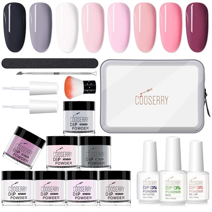 Cooserry Dipping Powder Nail Set - 8 Colors Nail Dip Powder Kit for Starter with Dipping Powder S... | Amazon (US)