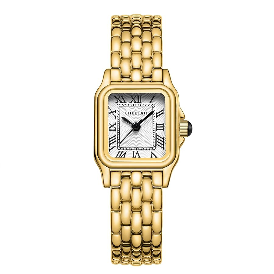 CHEETAH Gold Watches for Women with Small Vintage Bracelet, Rectangular Case Roman Dial | Amazon (CA)