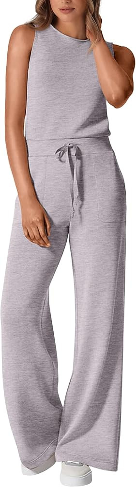 PRETTYGARDEN Womens Jumpsuits Summer Casual One Piece Outfits Sleeveless Wide Leg Long Pants Romp... | Amazon (US)