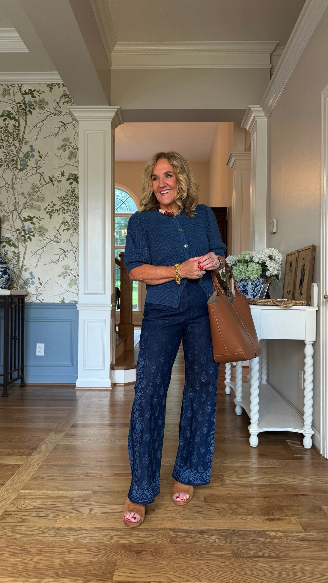 This navy cardigan and lace wide-leg pants are such a pretty combination. The feminine texture of the pants adds interest to the simple knit, while the rich navy palette keeps the look polished and easy to wear.

💡 LTK MADE EASY
❤️ Heart = Support my posts!
🔖 Save = Get sale & restock alerts
📋 Lists = Keep favorites organized
📲 Share = Send lists and products to a friend. Hello, Christmas List!
💬 Comment = Ask me anything about what I'm wearing.:-)

#LTKootd #LTKWorkwear #LTKOver40