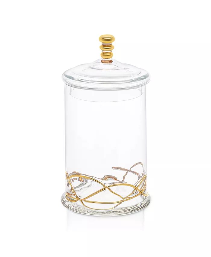 Large Vivid Glass Canister Jar With Lid - 14K Gold Swirl Design | Macys (US)