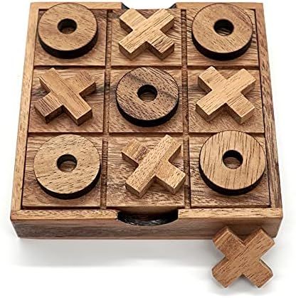 Tic Tac Toe Wooden Board Game Table Toy Player Room Decor Tables Family XOXO Decorative Pieces Ad... | Amazon (US)