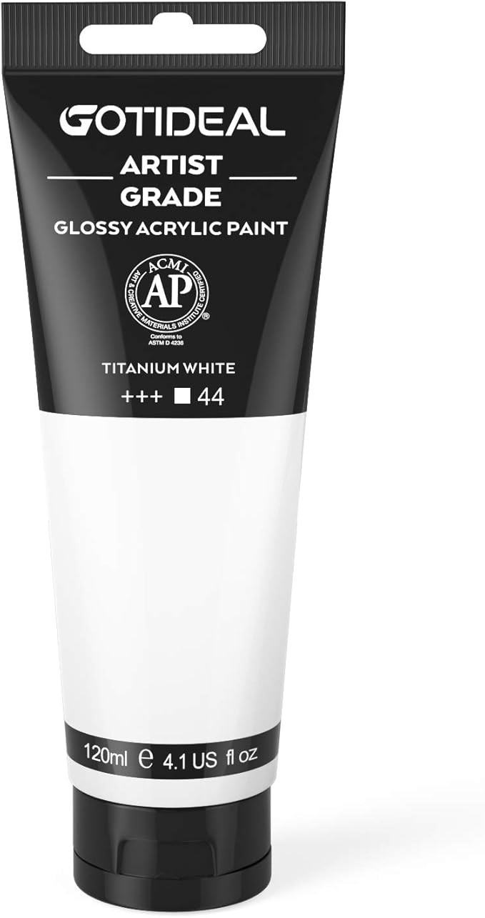 GOTIDEAL Acrylic Paint Titanium White Tubes(120ml, 4.1 oz) Non Toxic Non Fading,Rich Pigments for... | Amazon (US)