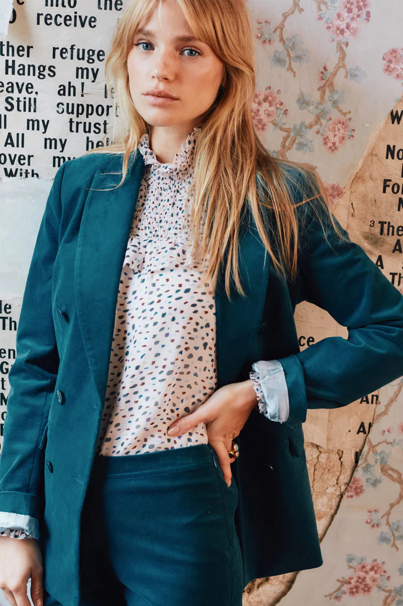 Theresa Organic Corduroy Blazer | Teal | Aspiga