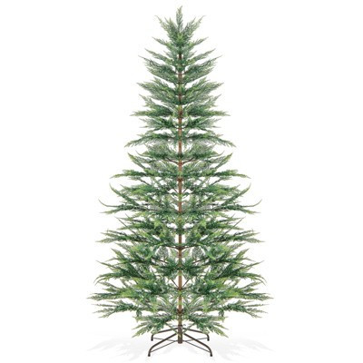 Tangkula 7.5 FT Artificial Cypress Christmas Tree Pre-lit Hinged Xmas Tree with 540 Warm White LED Lights 612 Highly Simulated Branch Tips | Target