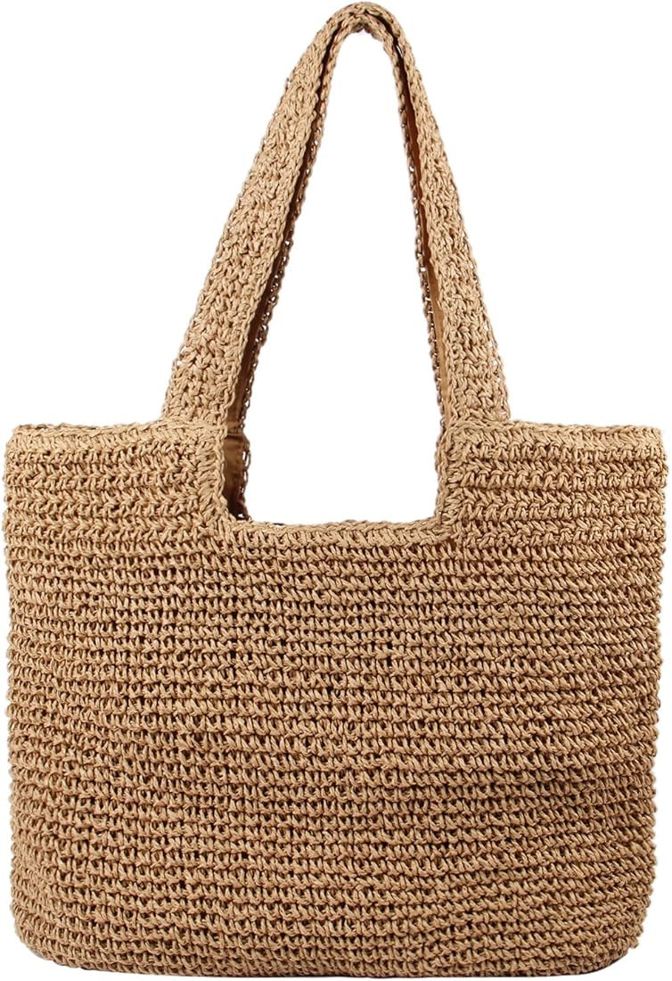 Freie Liebe Straw Beach Bag for Women Summer Woven Tote Bag Shoulder Handbags | Amazon (US)