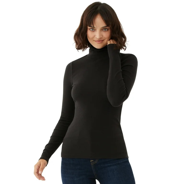Free Assembly Women's Fine Rib Turtleneck Sweater, Lightweight - Walmart.com | Walmart (US)