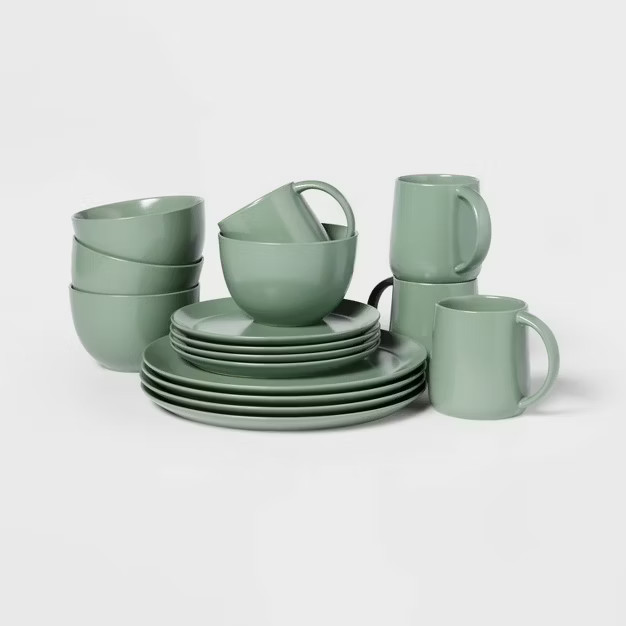 16pc Stoneware Acton Dinnerware Set Green - Threshold™ | Target