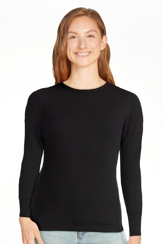 Time and Tru Women's Rib Tee with Long Sleeves, Size XS-XXXL | Walmart (US)
