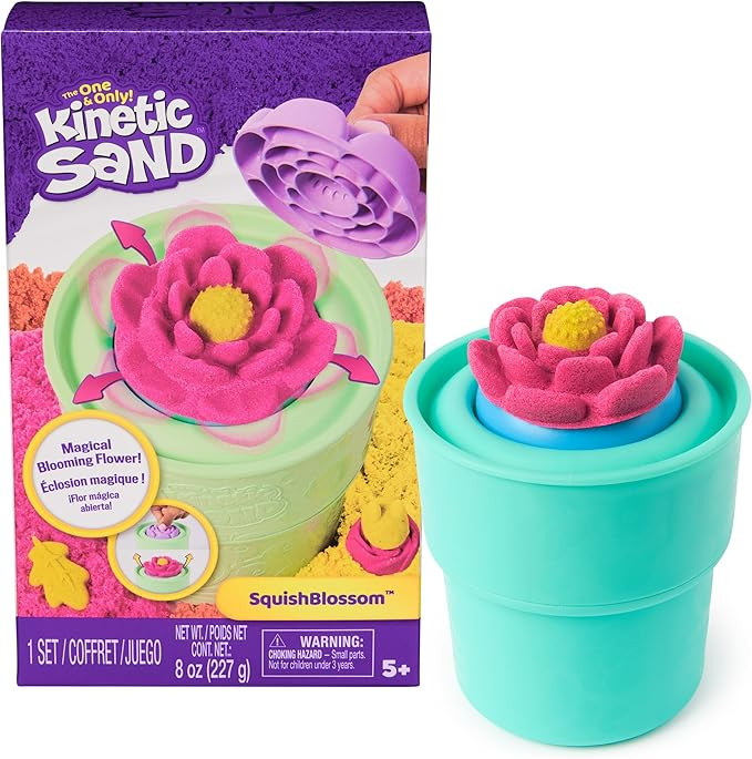Kinetic Sand, SquishBlossom Blooming Flower with 8oz Neon Yellow & Pink Play Sand, Pot & Molds, G... | Amazon (US)