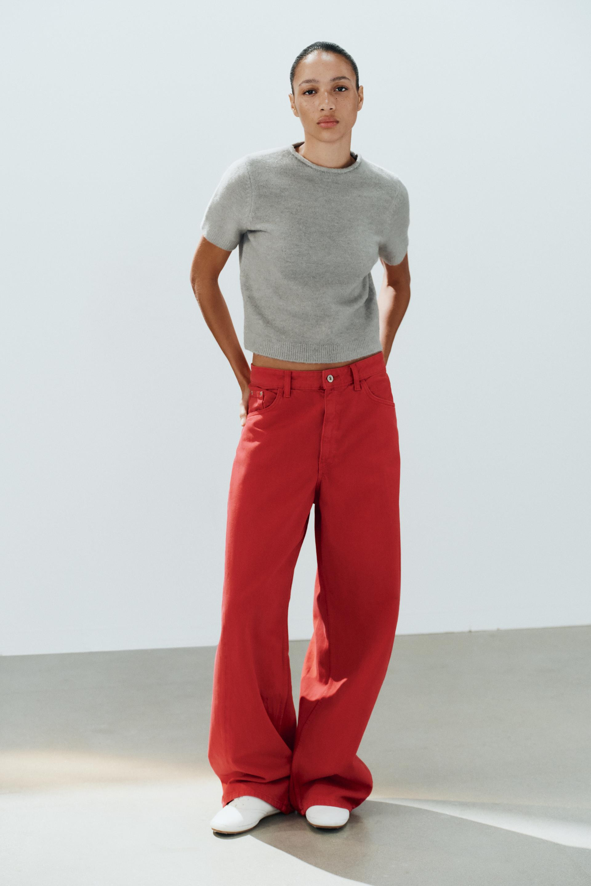 Zara - Soft Knit Short-Sleeve Jumper - Pearl Gray - L - Woman | Zara US