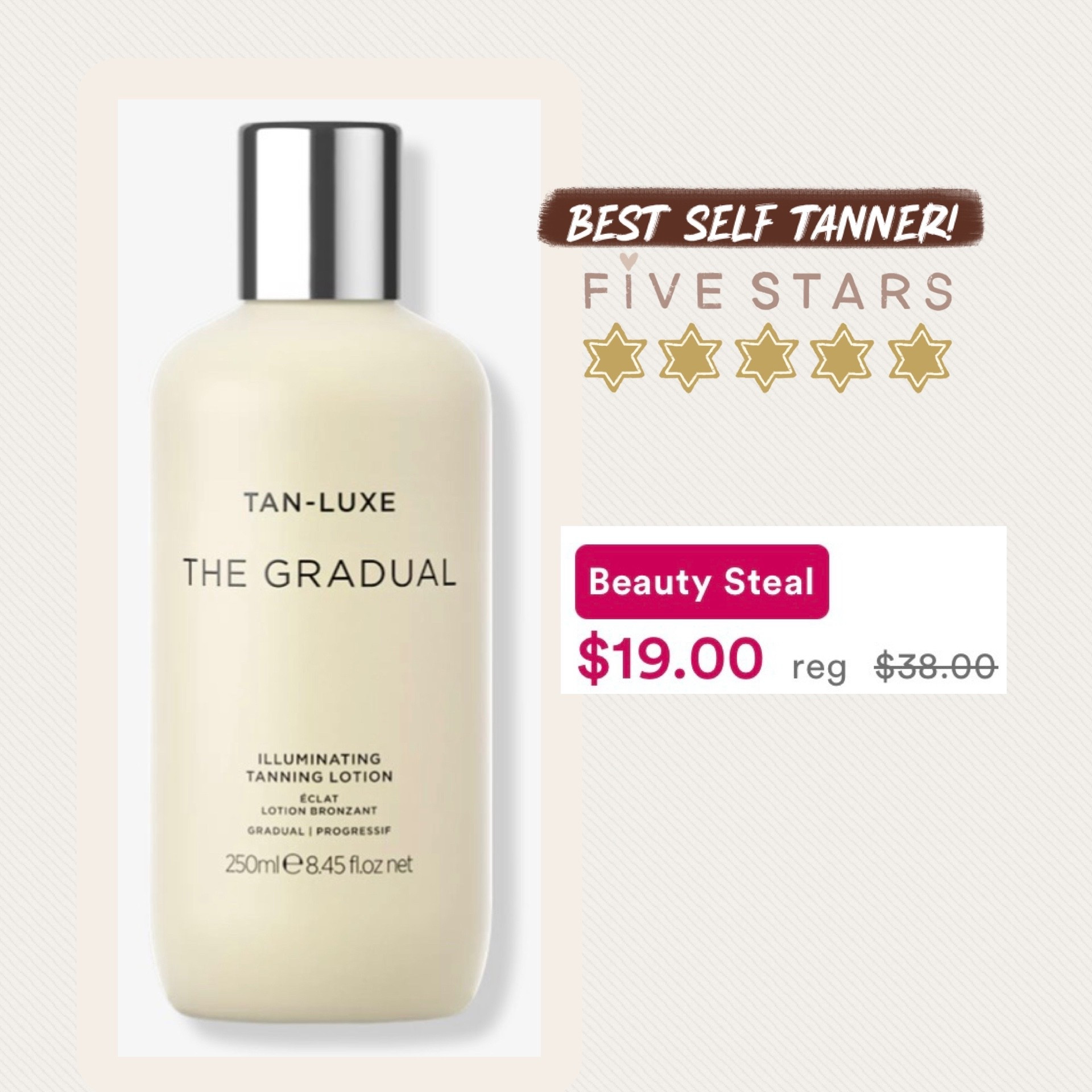 My absolute favorite self tanning lotion is on sale today 50% off! 

#tan #summer #vacation #selftan #tanlux 

#LTKSeasonal #LTKSaleAlert #LTKTravel