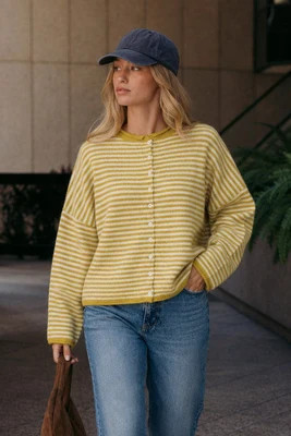 Things Between Piper Cardigan - Mini Stripe Dijon Yellow Medium | All Deserved