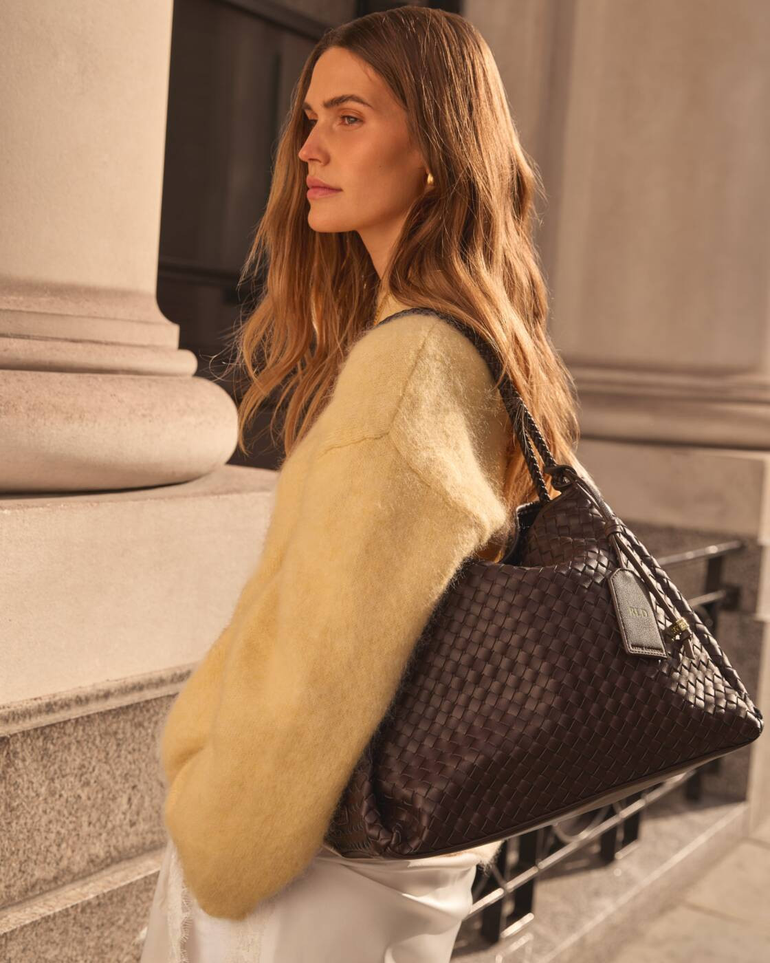 Nova Hand Woven Large Shoulder Bag in Chocolate | Katie Loxton Ltd. (UK)