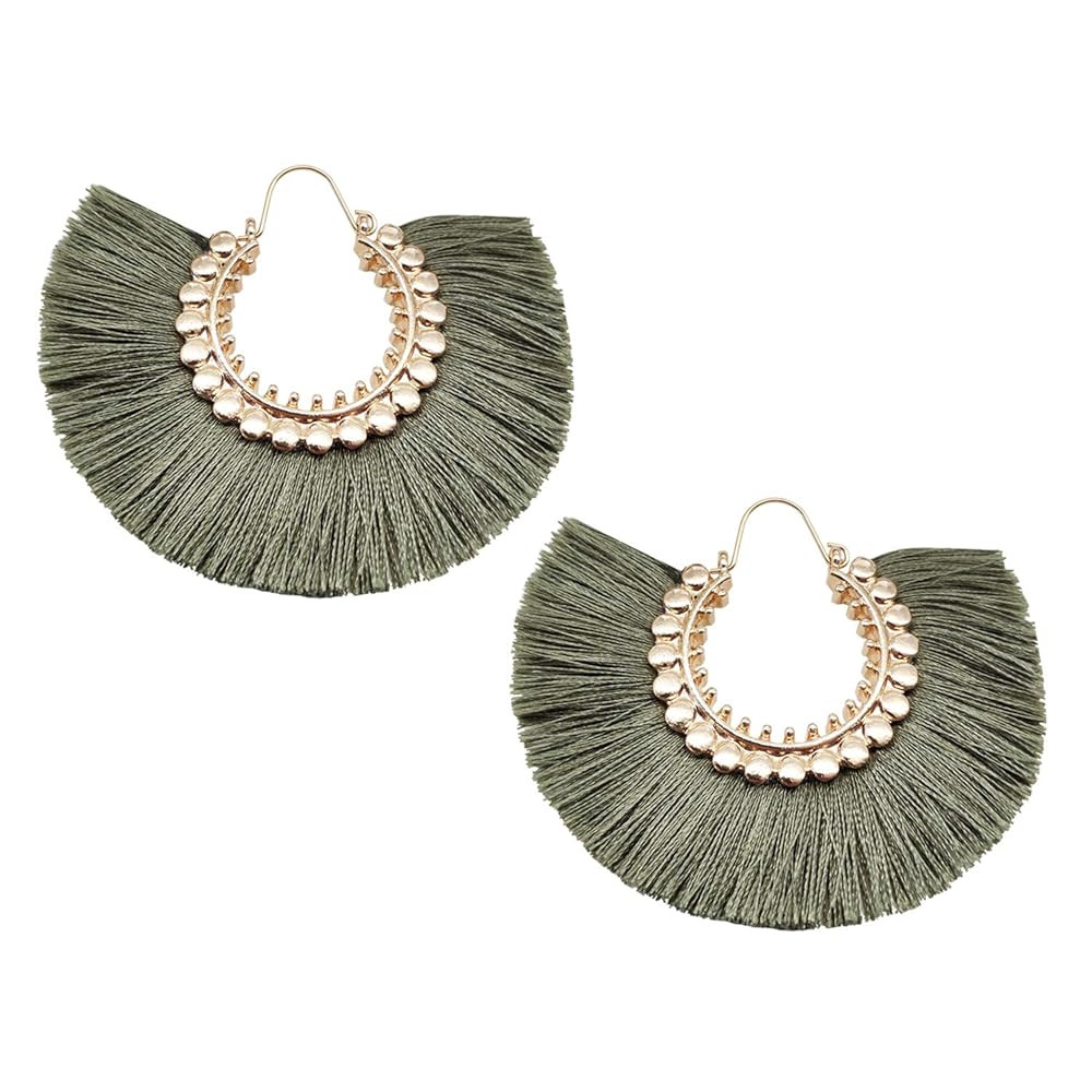 Tassel Hoop Earring Statement Thread Dangle Earrings Stylish Long Fringe Drop Earrings Lightweigh... | Amazon (US)
