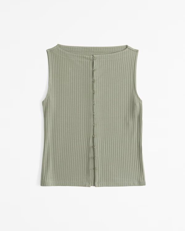 Wide Rib Button-Through Slash Top | Abercrombie & Fitch (US)